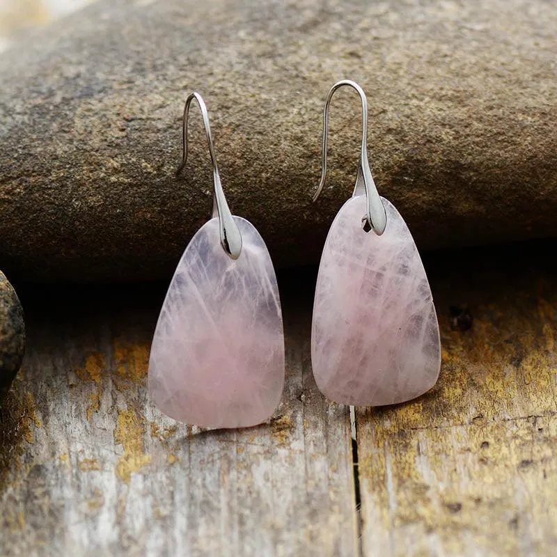 Nginyal Rose Quartz Drop Earrings