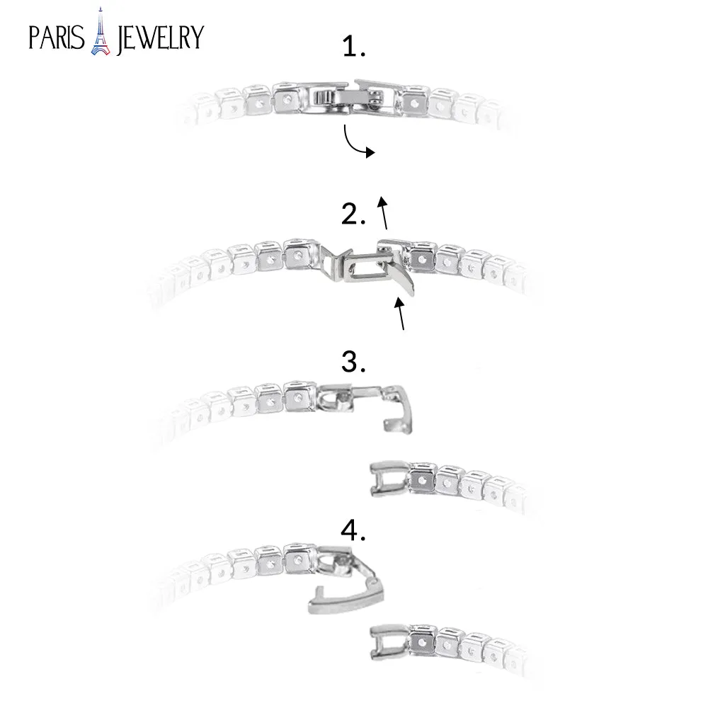 Paris Jewelry 14K White Gold 4 Carat Paris Crystals Round Tennis Bracelet Plated