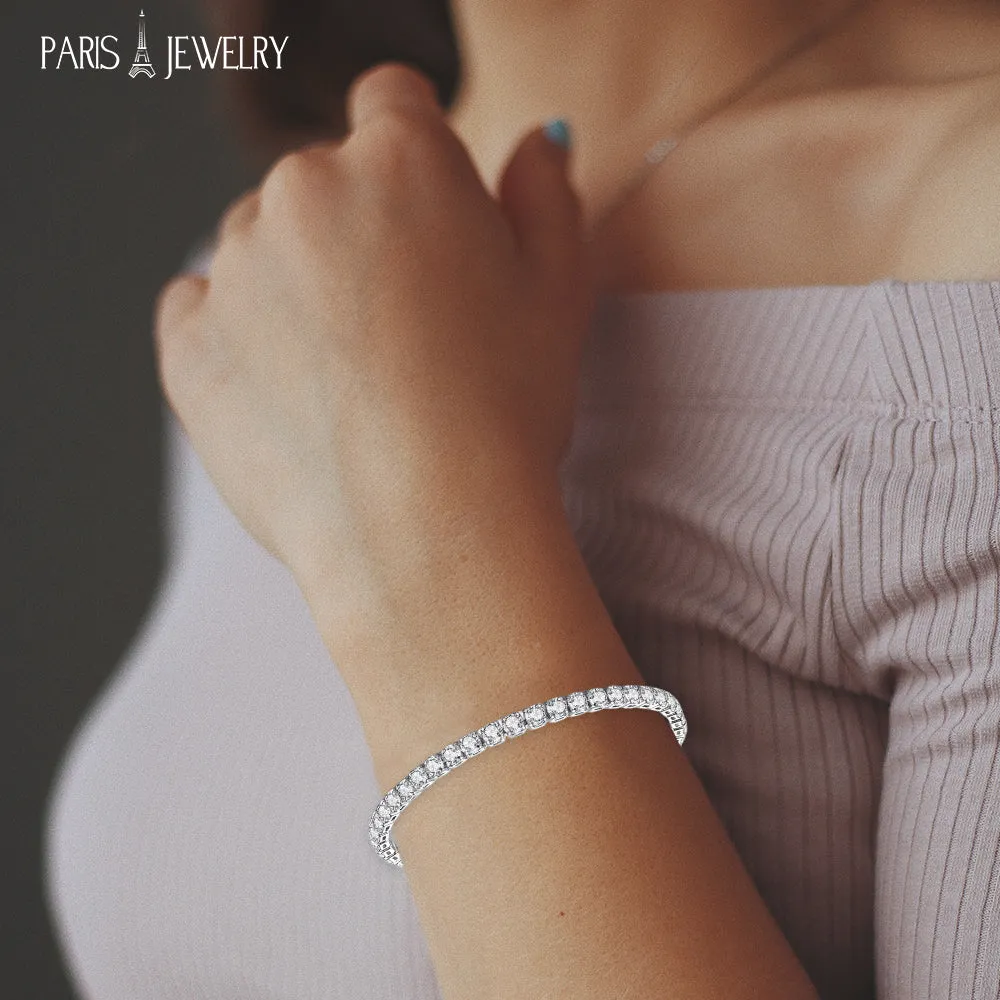 Paris Jewelry 14K White Gold 4 Carat Paris Crystals Round Tennis Bracelet Plated