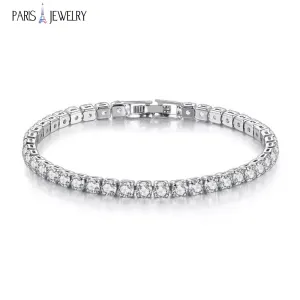 Paris Jewelry 14K White Gold 4 Carat Paris Crystals Round Tennis Bracelet Plated