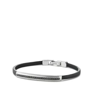 Pave Leather ID Bracelet with Black Diamonds