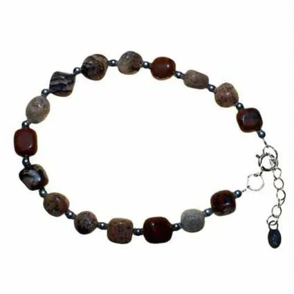 Petrified Wood & Sliver Bracelet