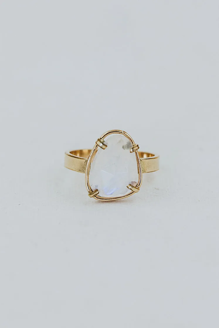 Prong Set Rose Cut Moonstone Ring