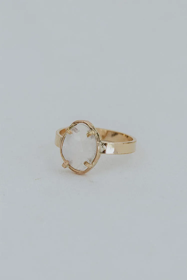 Prong Set Rose Cut Moonstone Ring