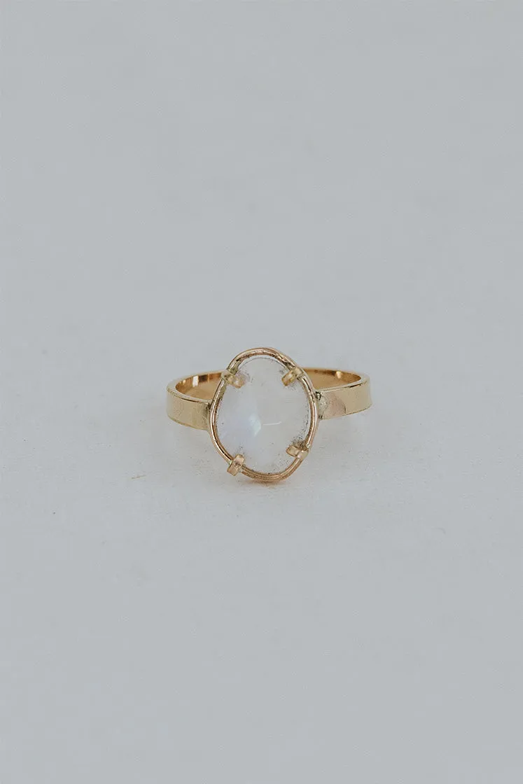 Prong Set Rose Cut Moonstone Ring