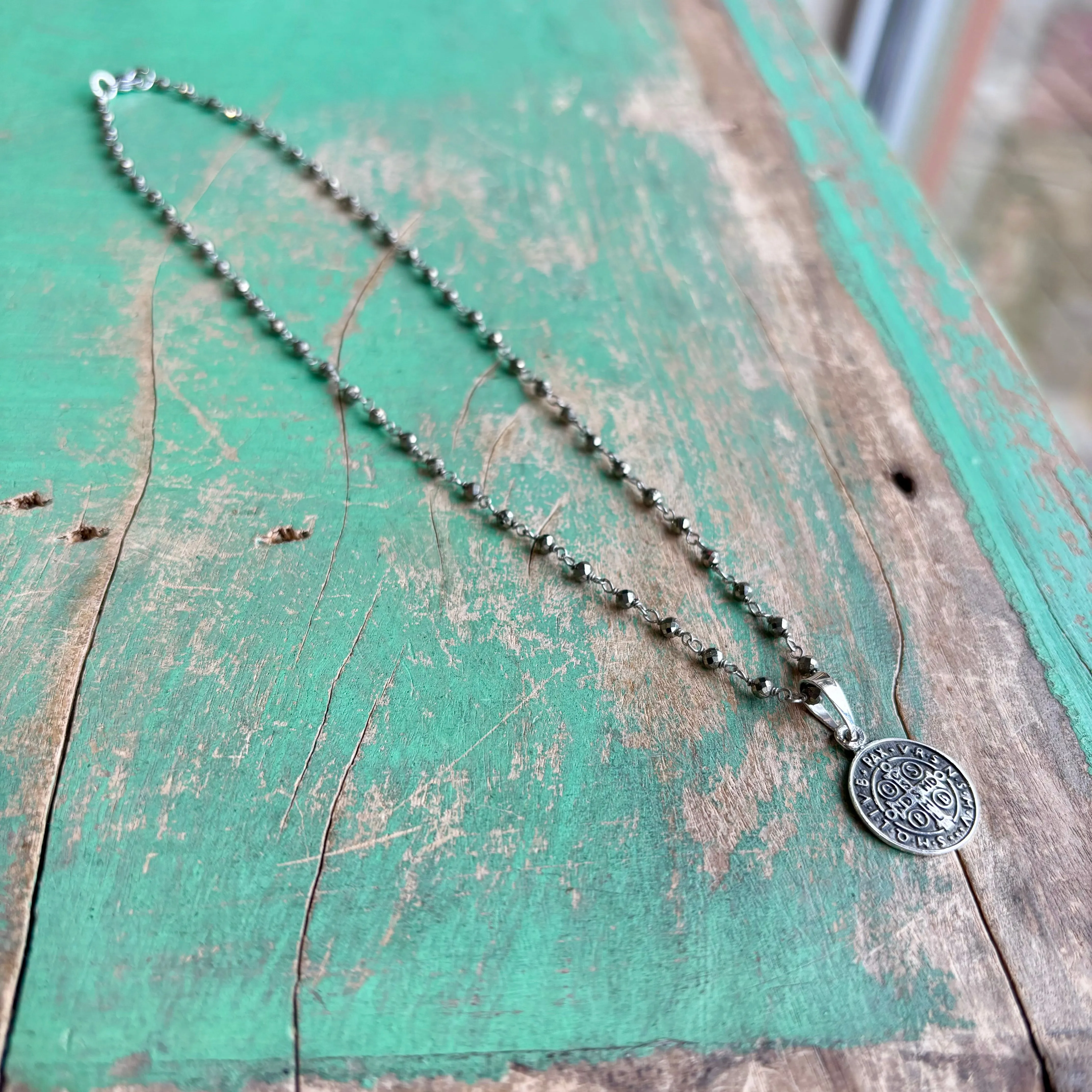 Pyrite Sterling Silver Beaded Necklace