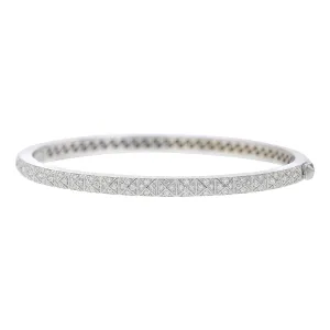 Rock and Diamonds Diamond Bangle Bracelet in White Gold