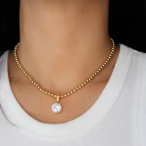 Round CZ Beaded Ball Choker