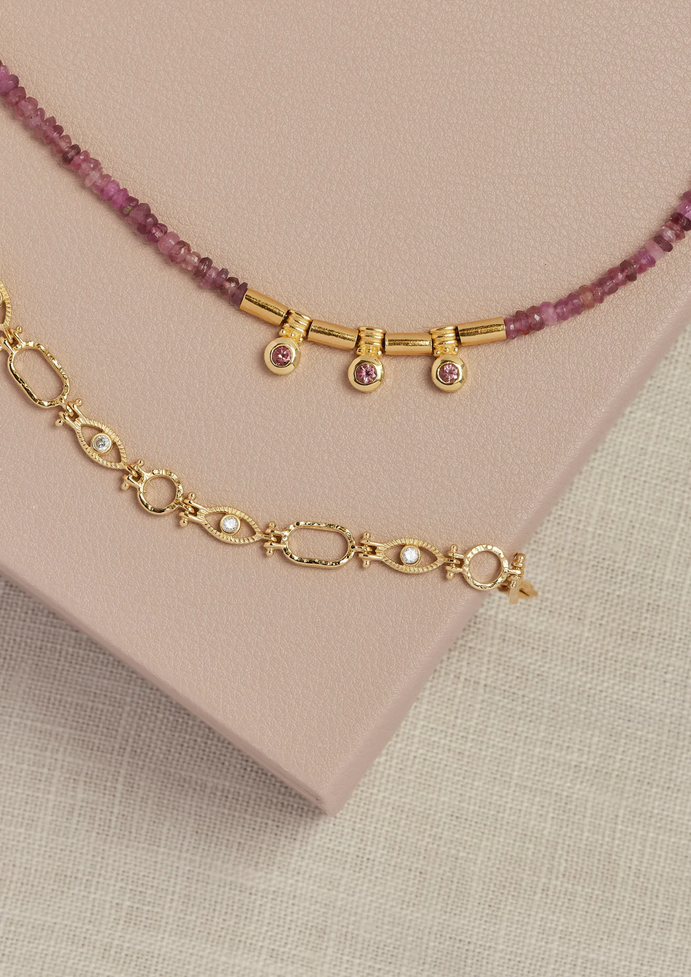 Serena Beaded Gold Necklace