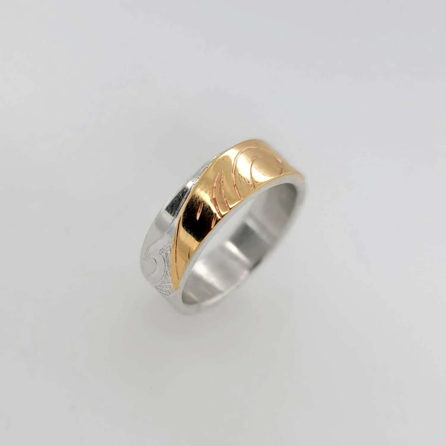 Silver 1/4" Band with Gold Salmon