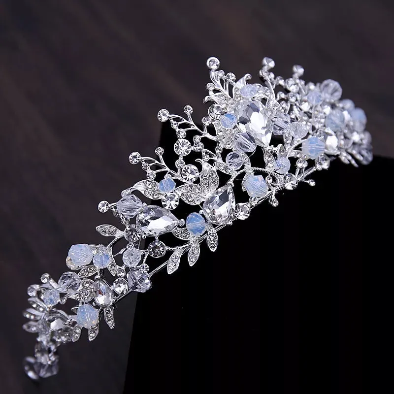 Silver Light blue Princess Tiara Detail Princess Queen headdress bridal cosplay diadem