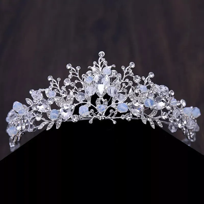 Silver Light blue Princess Tiara Detail Princess Queen headdress bridal cosplay diadem