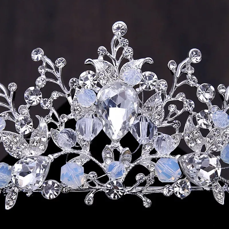 Silver Light blue Princess Tiara Detail Princess Queen headdress bridal cosplay diadem