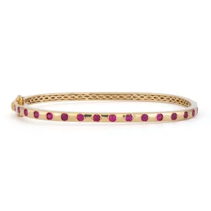 Sparkling Sea Ruby and Diamond Rectangular Bangle