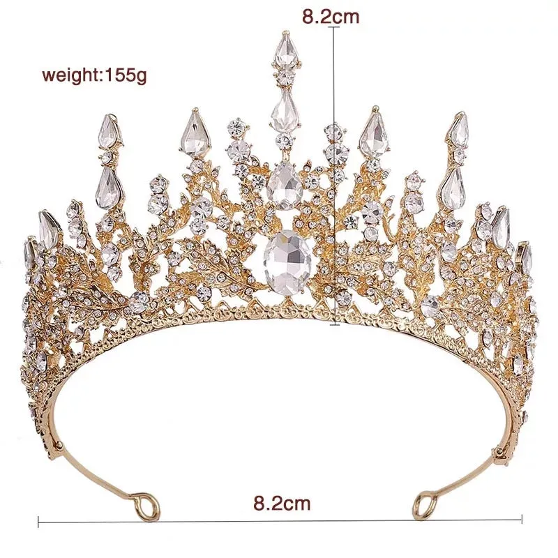 Spiky Gold Crystal Tiara Crown Detail Princess Queen headdress diadem queen bridal