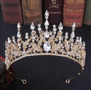 Spiky Gold Crystal Tiara Crown Detail Princess Queen headdress diadem queen bridal