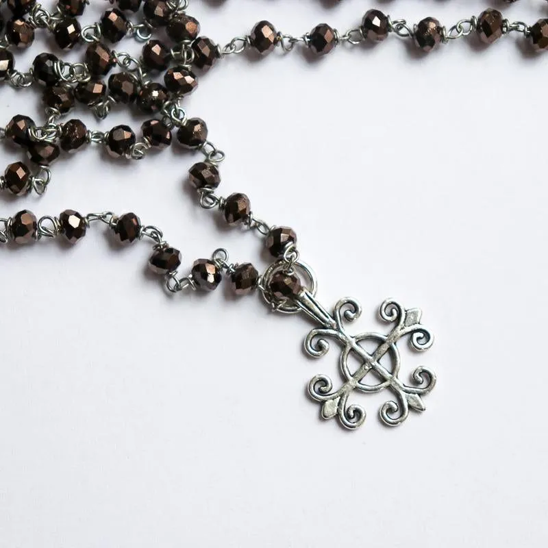 Square Cross Rosary Necklace