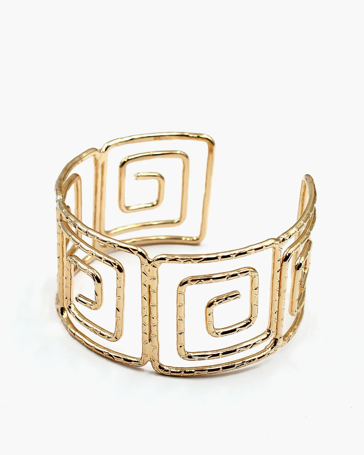 Squared Pattern Metal Wire Cuff Bracelet