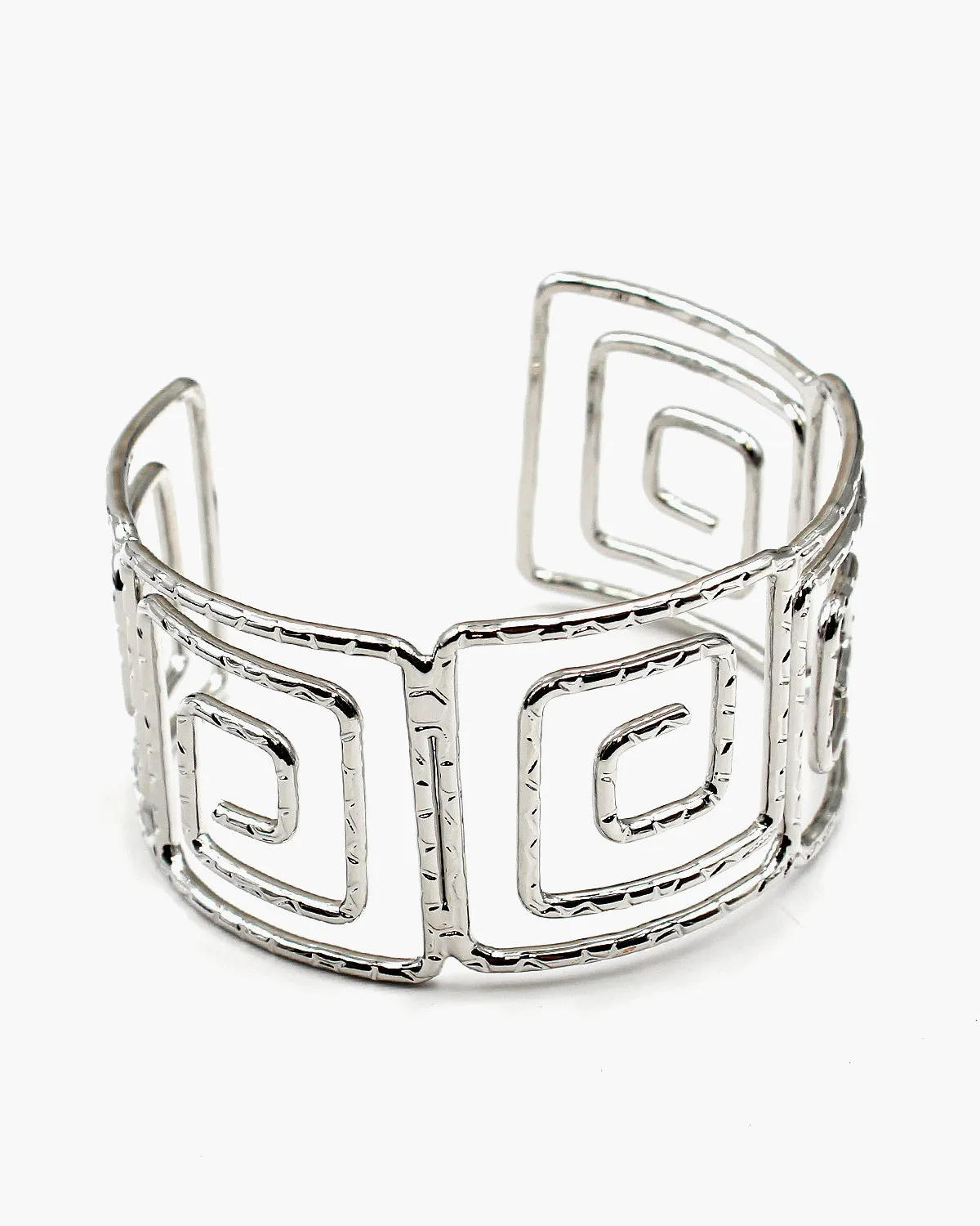 Squared Pattern Metal Wire Cuff Bracelet