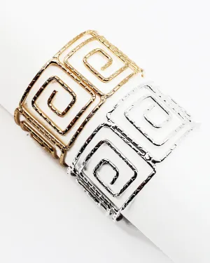 Squared Pattern Metal Wire Cuff Bracelet