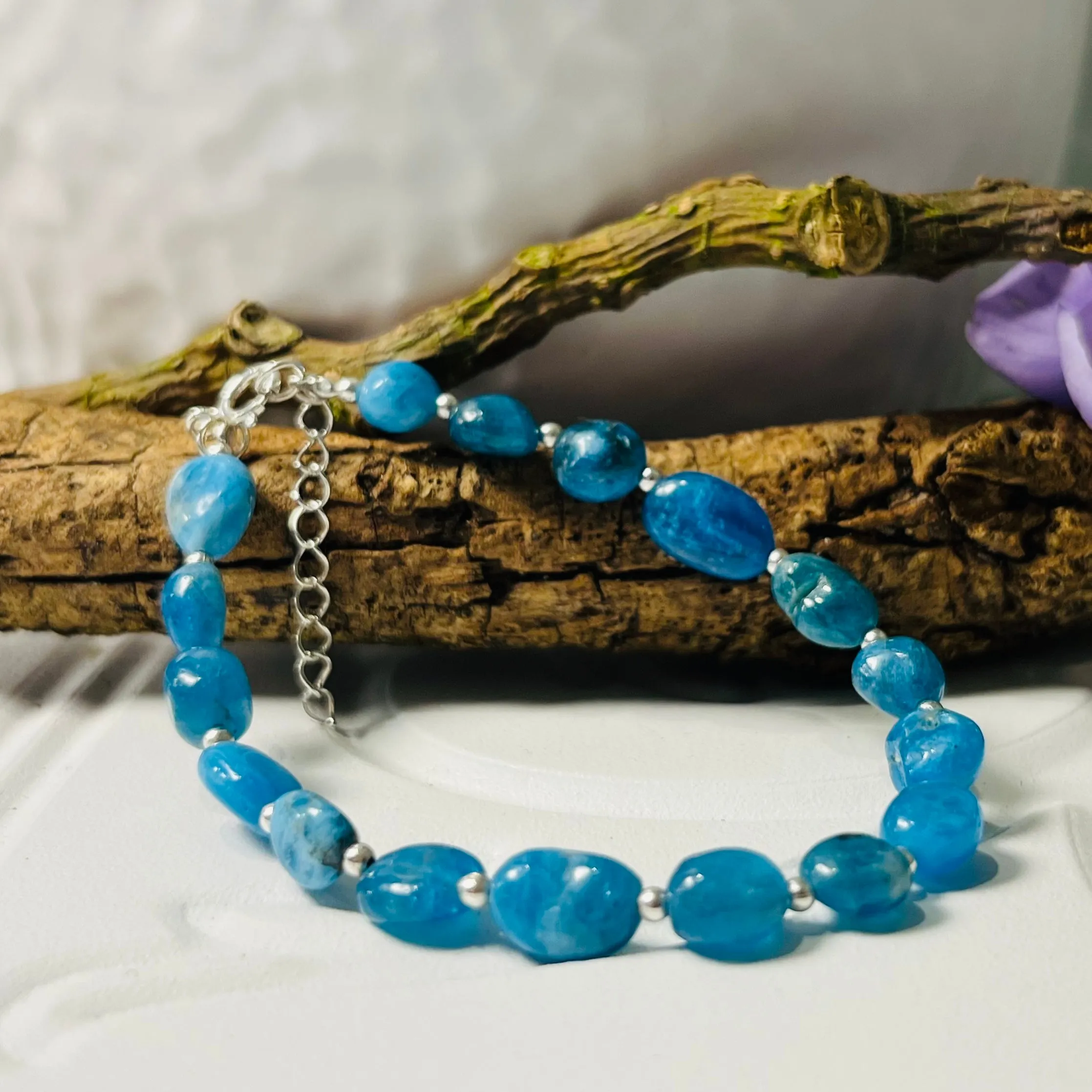 Sterling Silver & Blue Apatite Bracelet