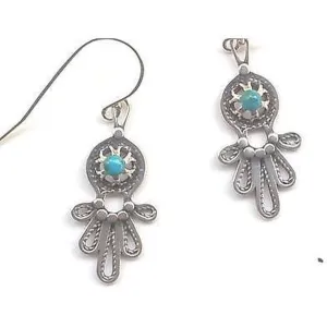 Sterling Silver Earrings Israeli jewelry dangling designer filigree turquoise