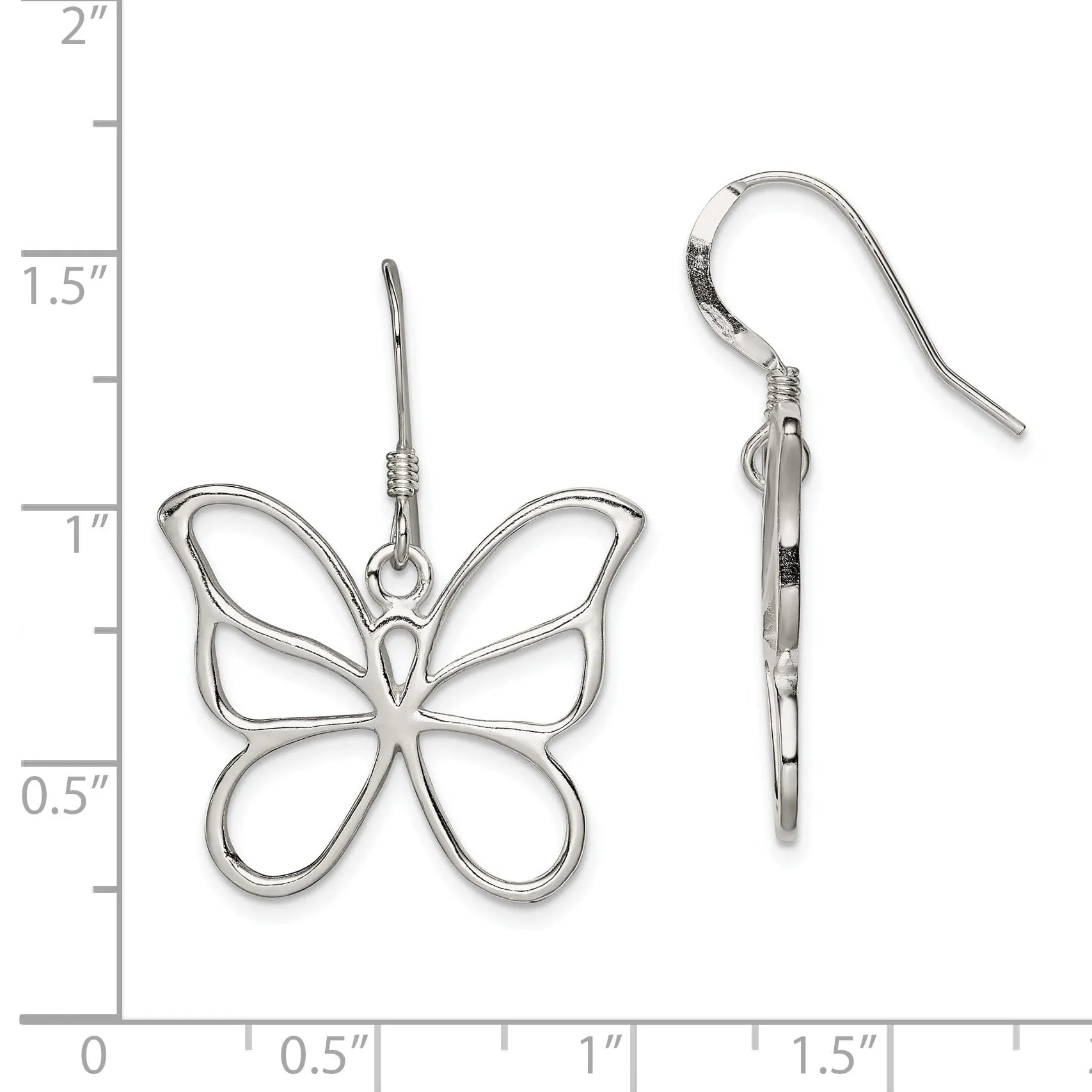 Sterling Silver Large Butterfly Dangle Earrings