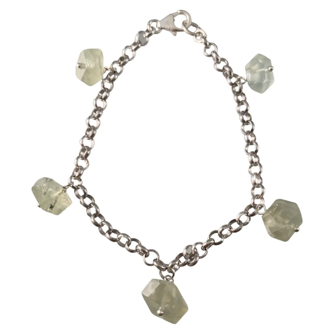 Sterling Silver Prehnite or Labradorite Gemstone Bracelet