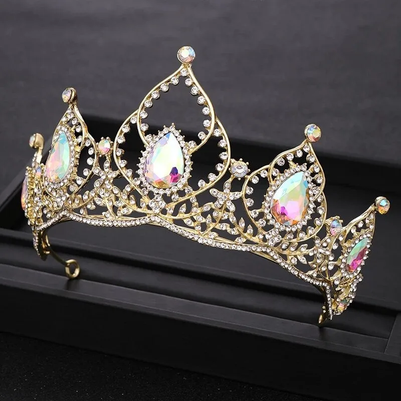 Tall Champagne Tiara Crown Princess Queen headdress jewelry diadem