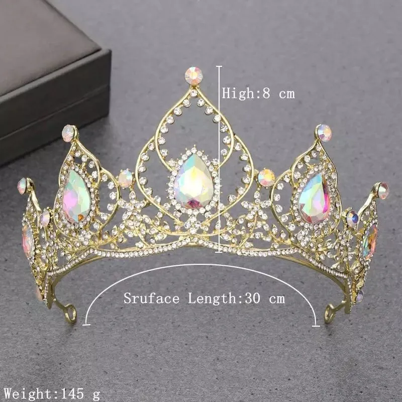 Tall Champagne Tiara Crown Princess Queen headdress jewelry diadem