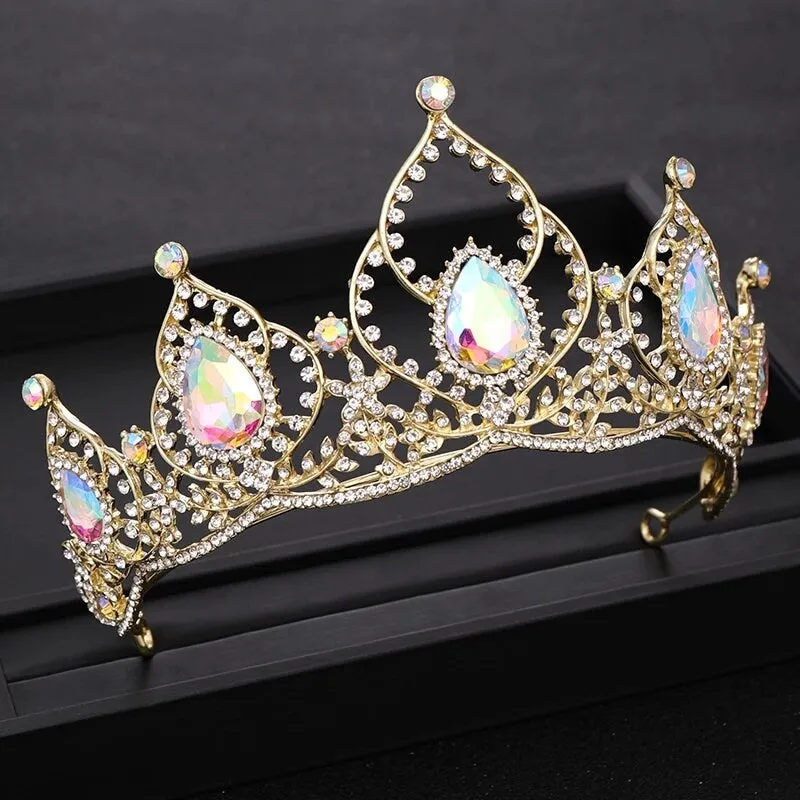 Tall Champagne Tiara Crown Princess Queen headdress jewelry diadem