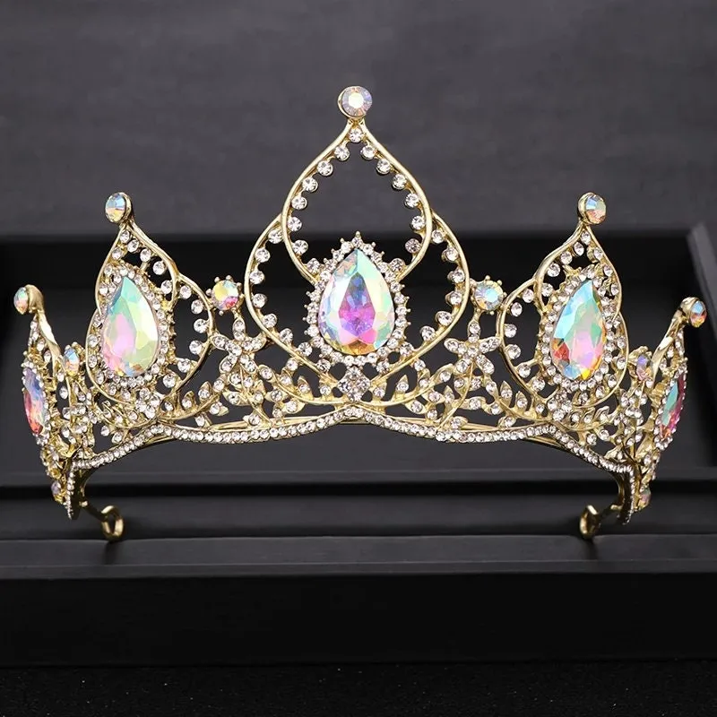 Tall Champagne Tiara Crown Princess Queen headdress jewelry diadem