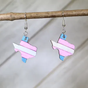 Texas LGBTQ  Trans wooden Dangle Earrings by Cate's Concepts, LLC