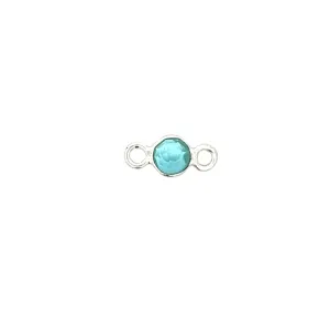 Tiny Round Channel Set Sky Blue Topaz Connector