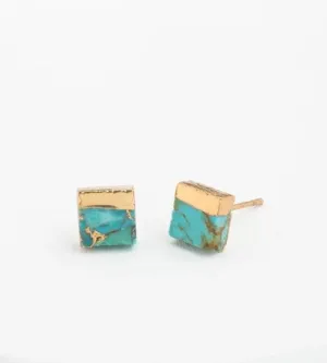 Turquoise & Gold Stud Earrings