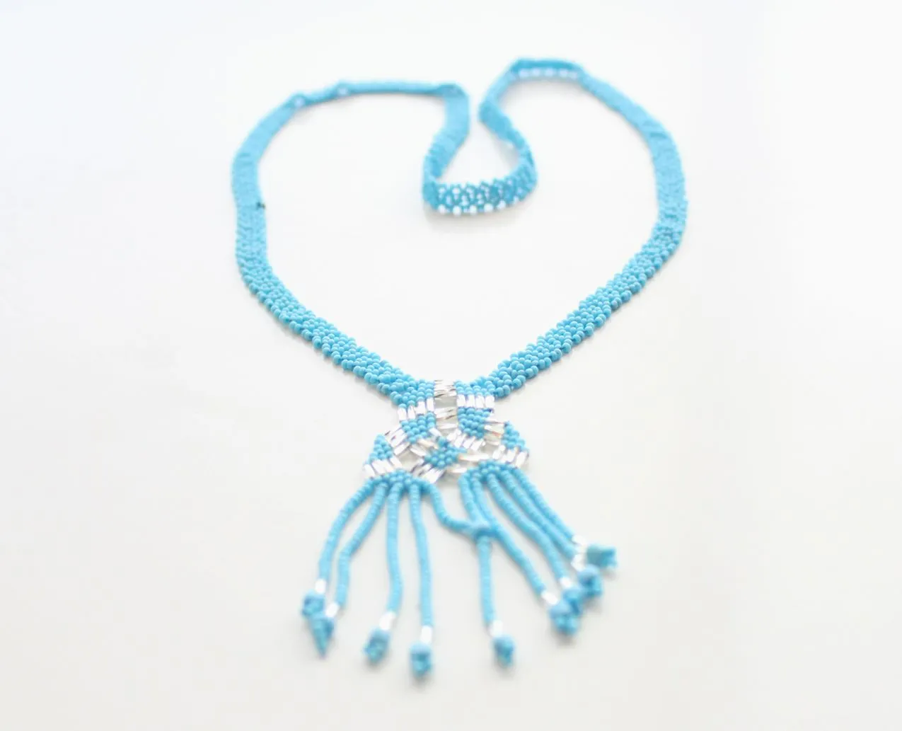 Turquoise Color Glass Beads Women's Necklace