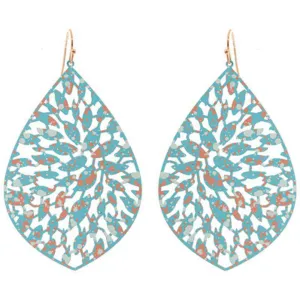 Turquoise Filigree Teardrop Dangle Earrings