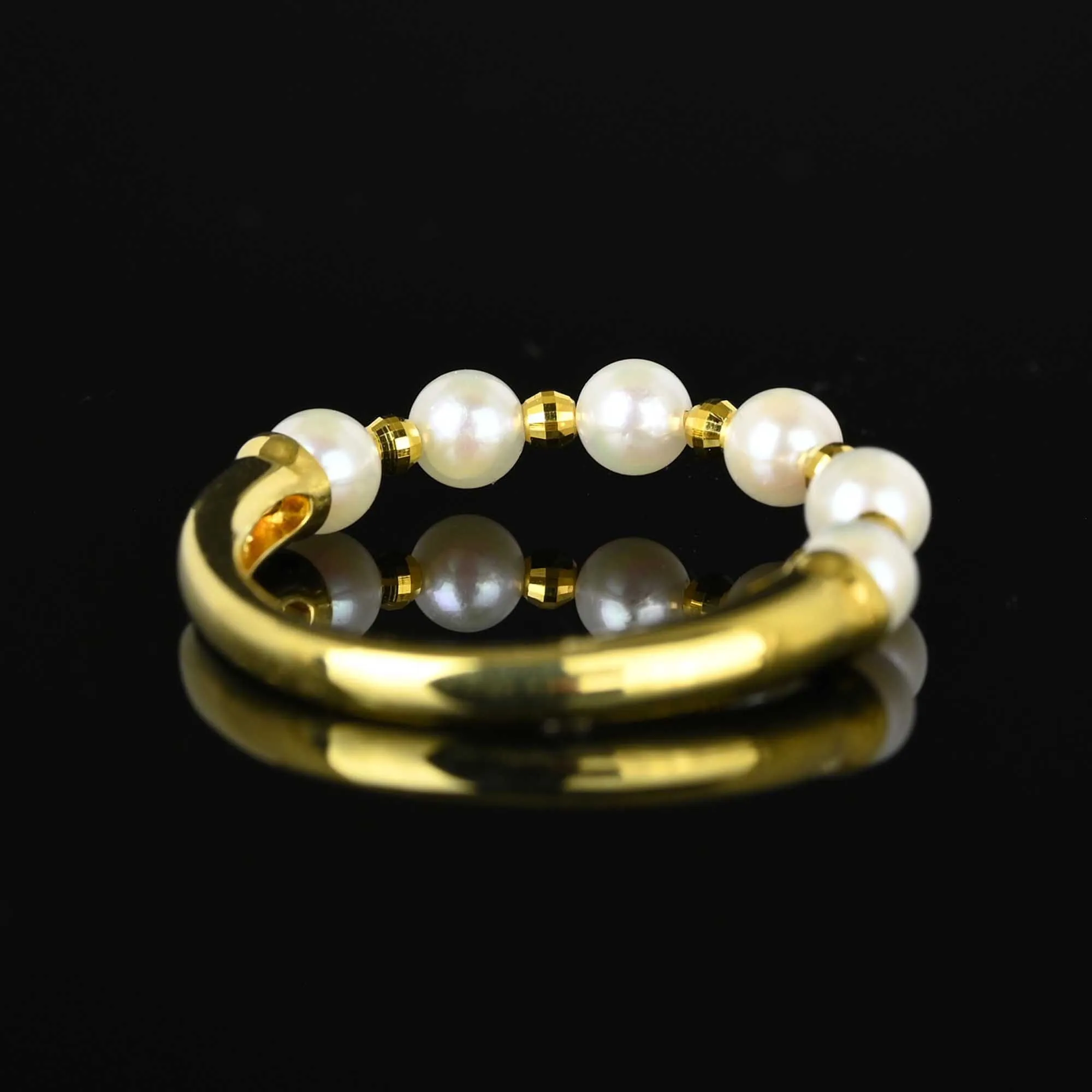 Vintage 18K Gold Half Hoop Pearl Ring