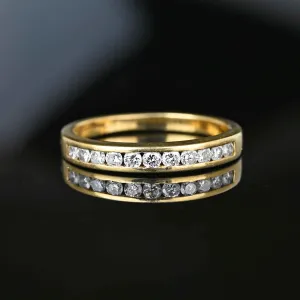 Vintage Gold Half Eternity Diamond Ring Band