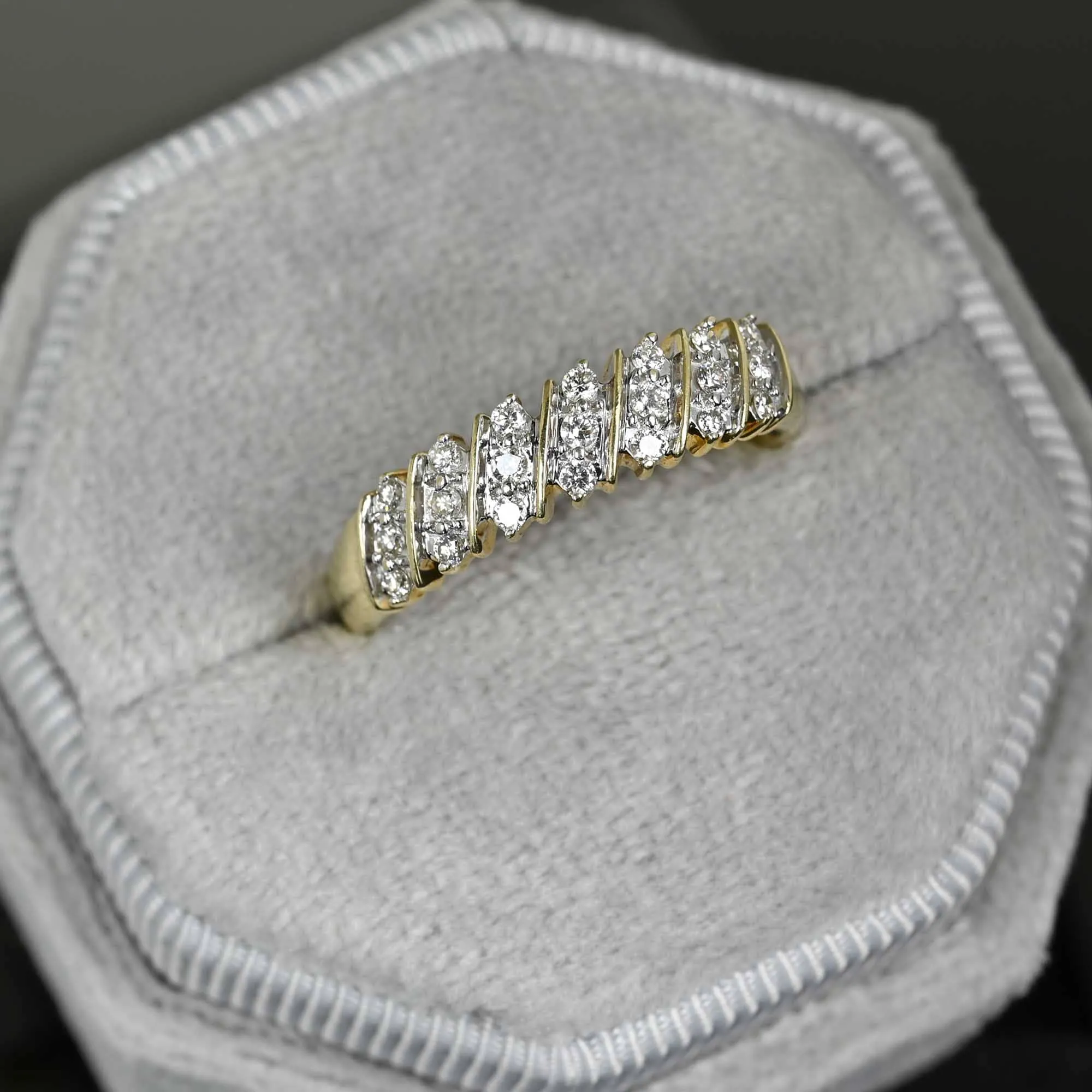 Vintage Gold Three Row Diamond Ring