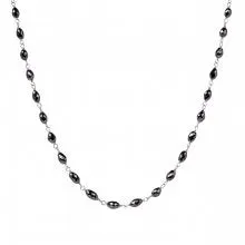 White Gold Black Diamond Beaded Necklace