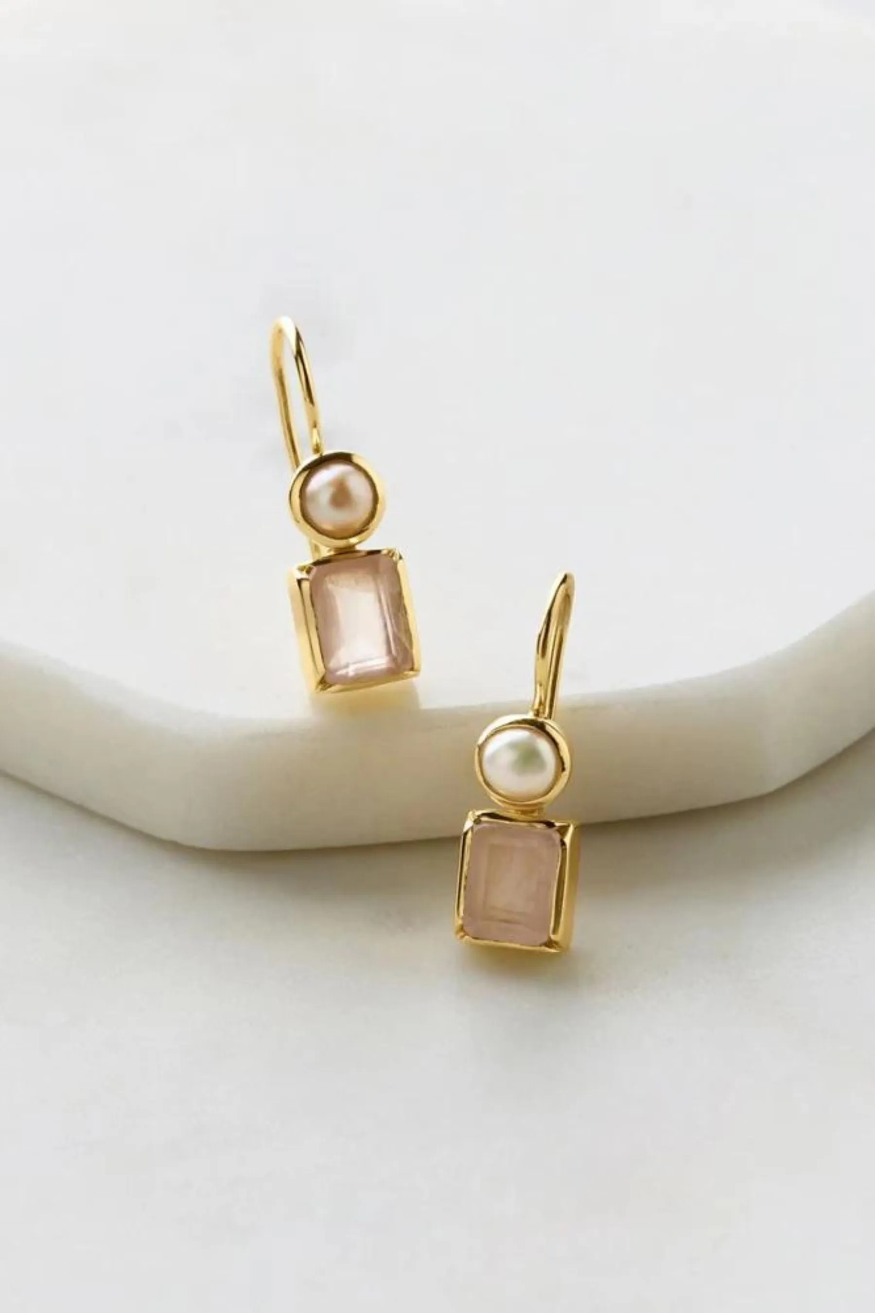 Willow Earring | Rose Quartz & Pearl