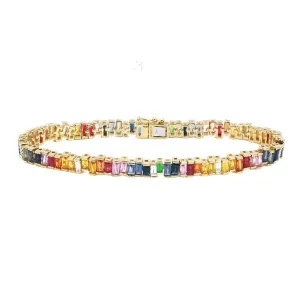 Yellow 14k multi colored Baguette Gemstone Bracelet